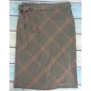 NY&C 7th Avenue Long Skirt Gingham Plaid Brown